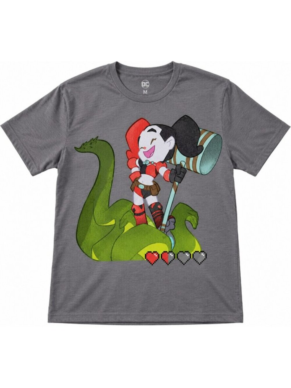Hanes Beefy T Harley Quinn Slime T Shirt Mens M Gray DC Comics Licensed